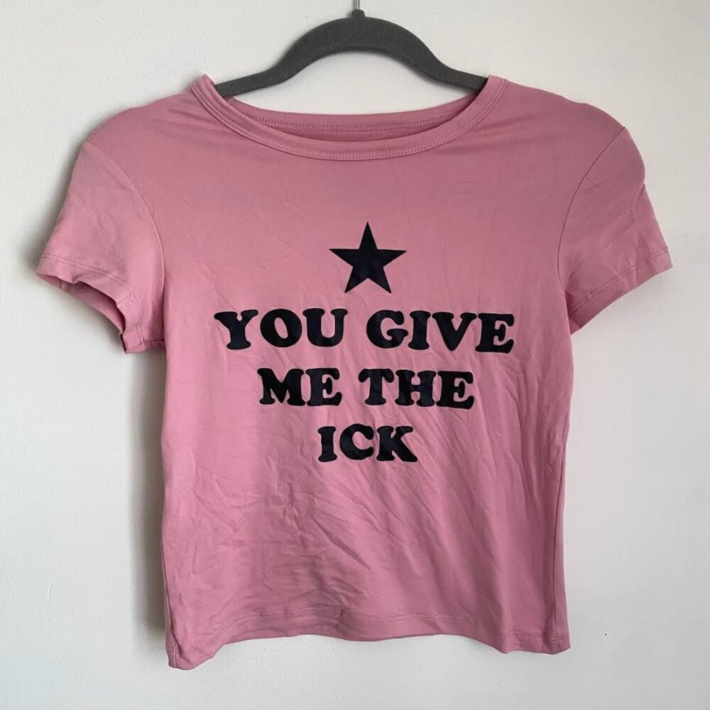 Orange Kiss Pink Short Sleeve Crop Top